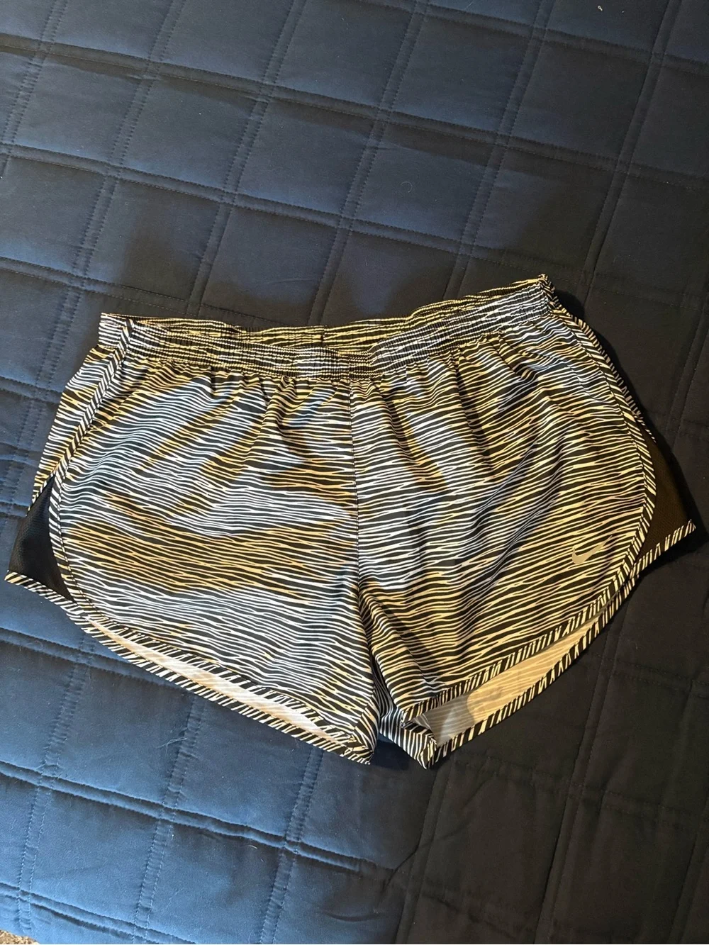 Nike Women's Black & White Zebra-Stripe Running Shorts